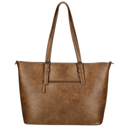 Julia Shopper Laptop 15 Inch Cognac PU Laptoptas Met Ruime Binnenvakken En Afmetingen 42x14,5x30 Cm