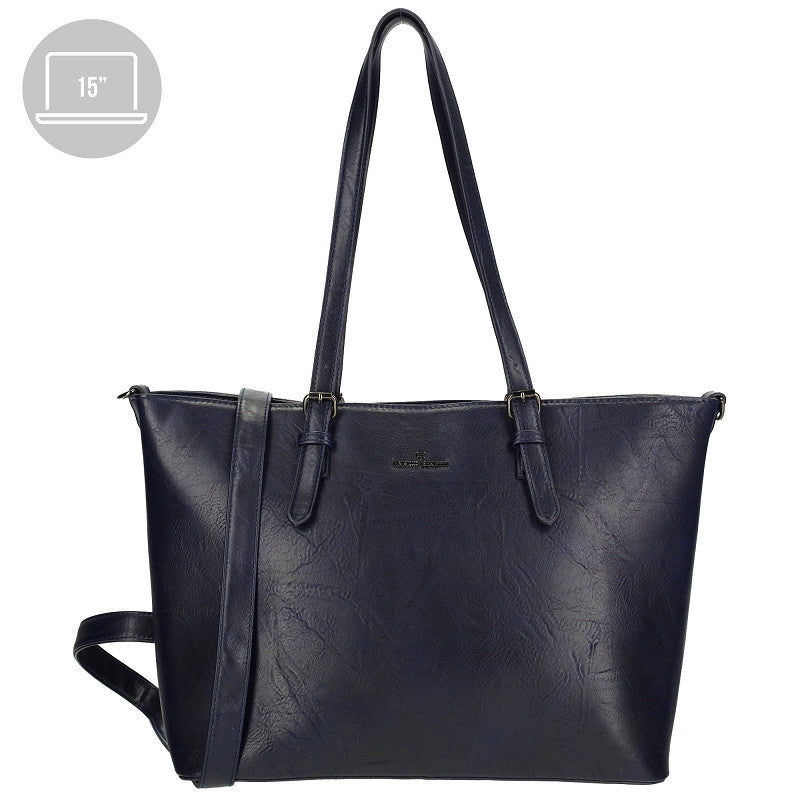 Julia Shopper Laptop 15 Inch Navy Pu Tas 42x14,5x30 Cm Met Laptop Bescherming Voor Dagelijks Gebruik