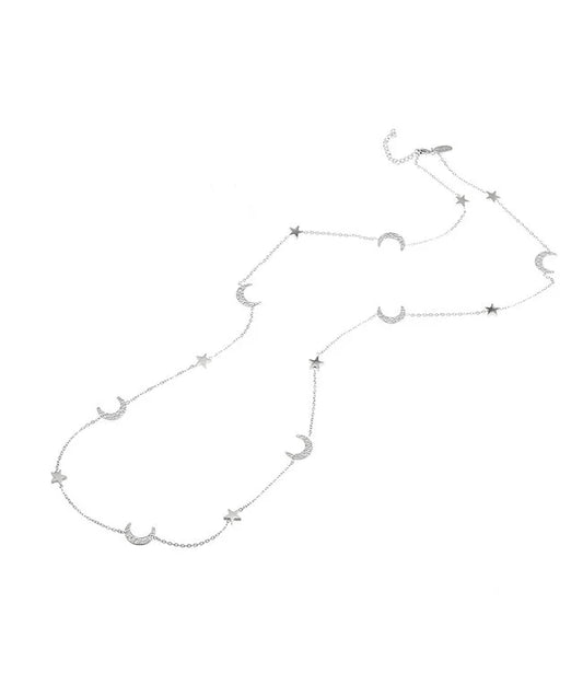 By Shir Ketting Luxe Luna Edelstaal Verguld Met Maan En Ster Detail Lengte 90 cm En 5 cm Extender