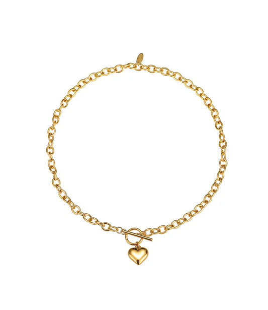 Luxe Schakelketting Met Hart Van Verguld Edelstaal 45 Zentimeter Tijdloze Elegante Ketting