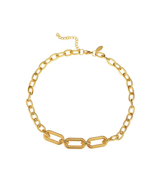 Ketting Luxe Chique Bella Vergulde Edelstaal Brede Ketting Met Grote Schakels Voor Een Moderne Look