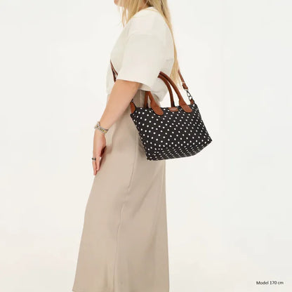 Charm London Buckingham Handtas Zwart met Witte Dots