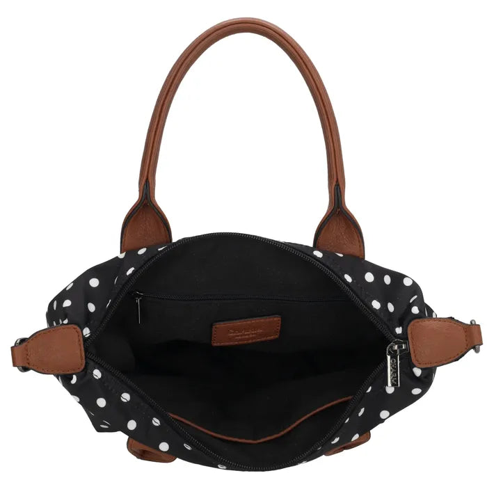 Charm London Buckingham Handtas Zwart met Witte Dots