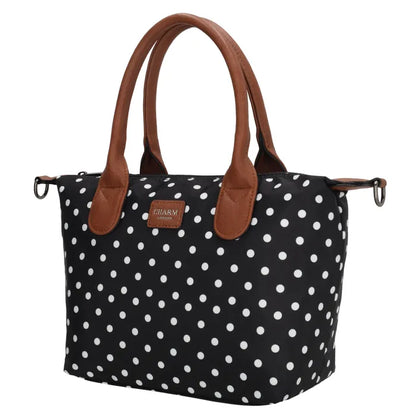 Charm London Buckingham Handtas Zwart met Witte Dots