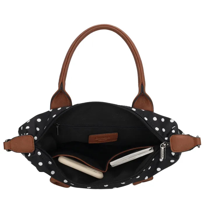 Charm London Buckingham Handtas Zwart met Witte Dots