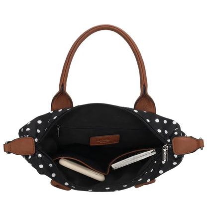Charm London Buckingham Handtas Zwart met Witte Dots