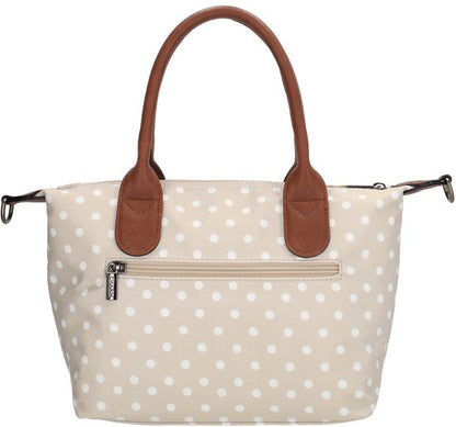 Charm london buckingham handtas beige met witte dots
