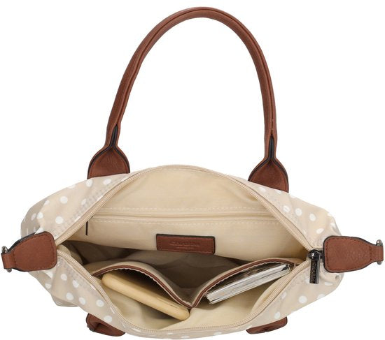 Charm london buckingham handtas beige met witte dots