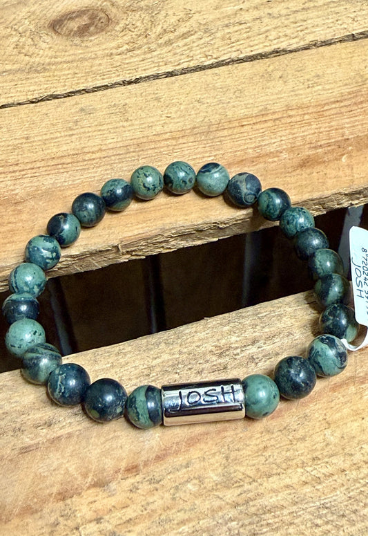 Josh Kralenarmband Donker Turquoise Natuursteen