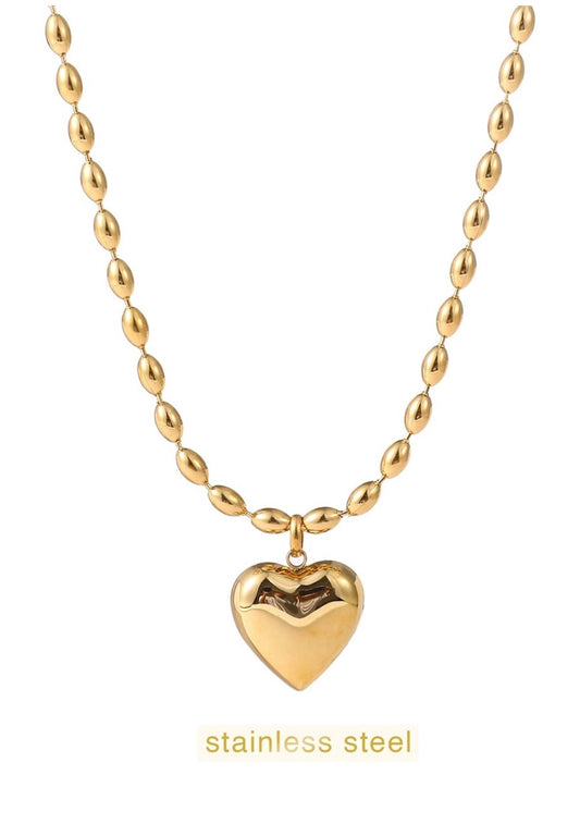 Day & Eve Hollow Heart Necklace - 70 cm - 14K