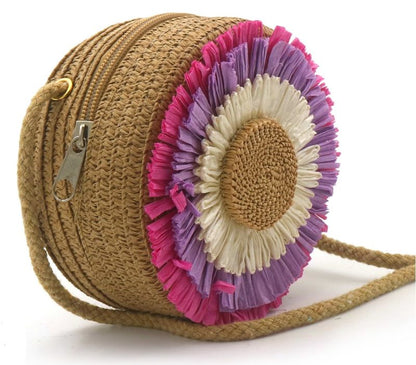 Woven Bag For Kids Flower Brown