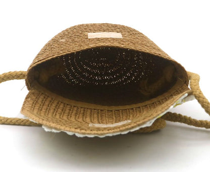 Woven Kids Bag Flowers Brown