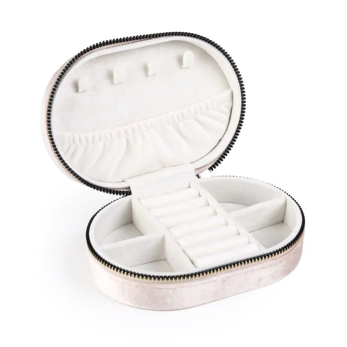 Sieradendoosje Ovaal Khaki Kleur 15x10,5x5 Cm Met Vakken