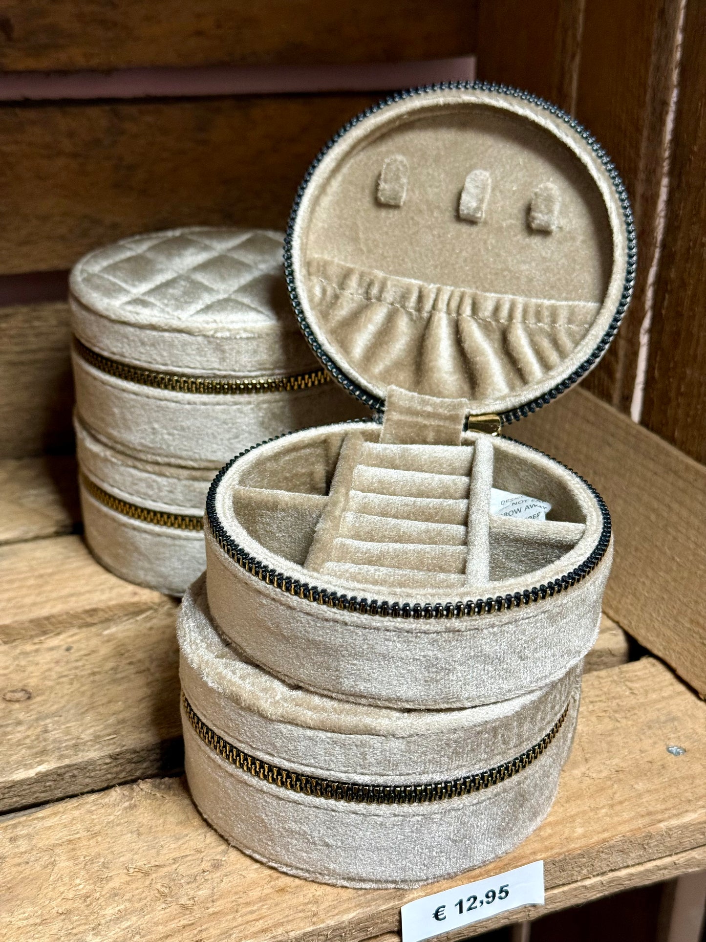 Sieradendoosje Rond Khaki 10x5 cm Voor Sieraden Opbergen