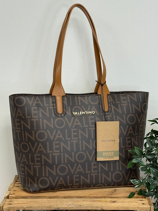Valentino shopper Regina met tekst bruin