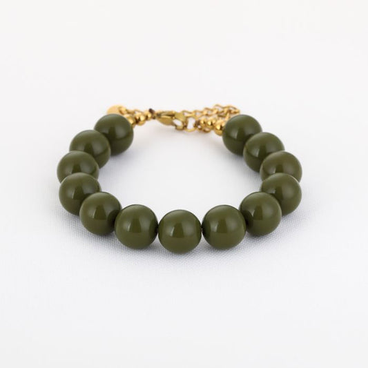 Kralen armband Olijfgroen