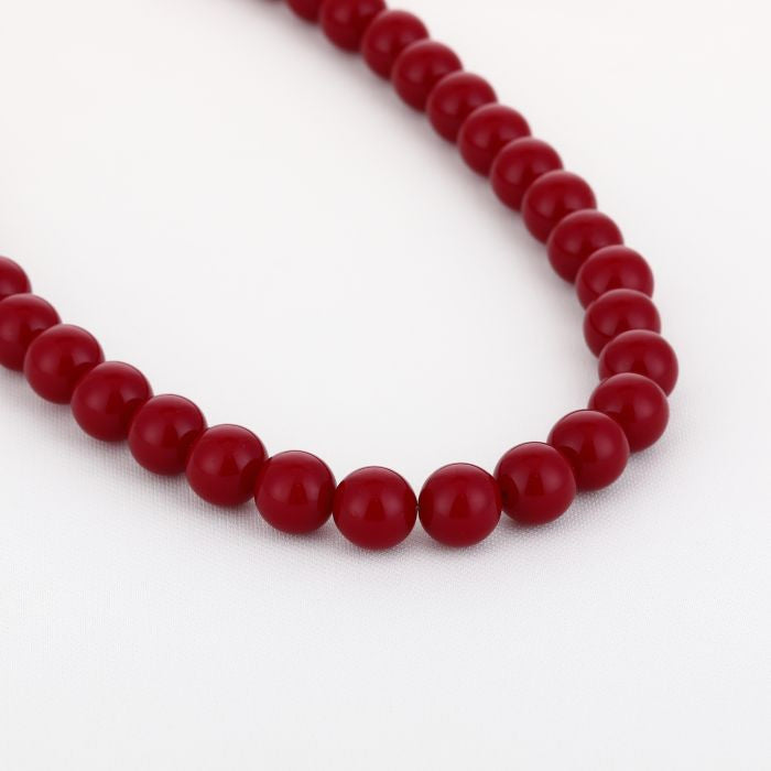 Kralen Ketting Bordeaux Rood Stainless Steel Verstelbare Lengte 40 Tot 45 Cm Voor Dames