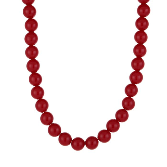 Kralen Ketting Bordeaux Rood Stainless Steel Verstelbare Lengte 40 Tot 45 Cm Voor Dames