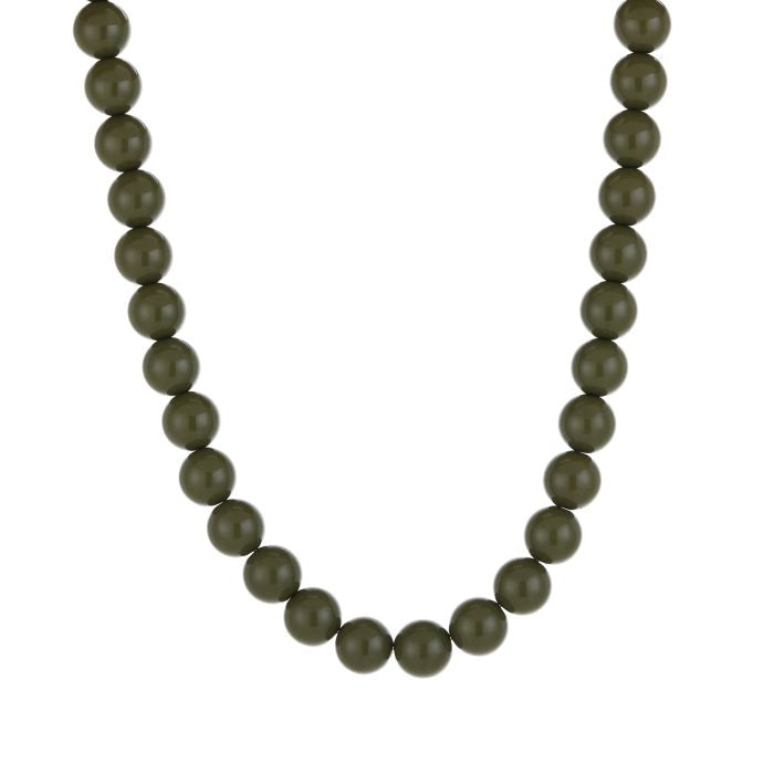 Kralen Ketting Olijfgroen Van Stainless Steel Met Lengte 40 Plus 5 Cm Voor Dames Mode Sieraden