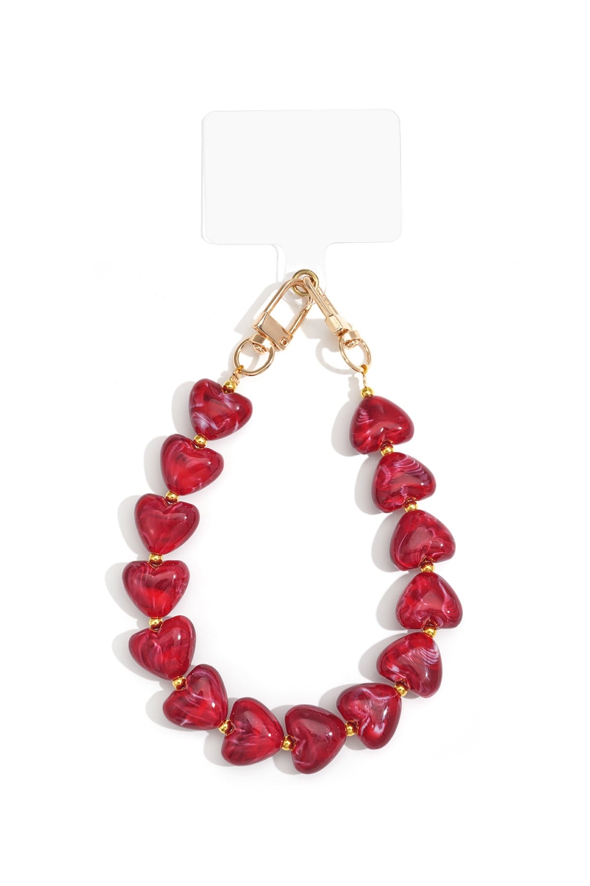 Telefoonkoord Acryl Hartjes Bordeaux Rood Lengte 32 Cm Trendy Design Voor Telefoon Met Hartjes