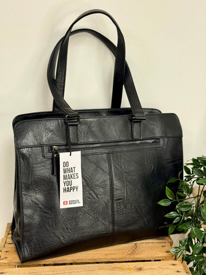 Enrico Benetti Julia Schoudertas Voor Laptop 15 Inch Zwart PU Materiaal Dames Tas