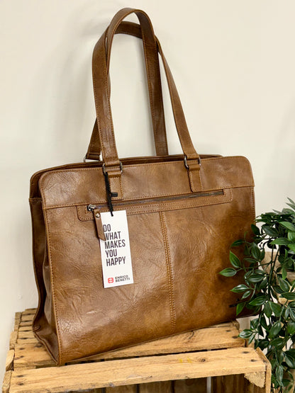 Enrico Benetti Julia Schoudertas Laptoptas Voor Laptop 15 Inch Camel Dames 40 X 14 X 32 Cm