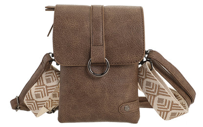 HARTFORD DARK CAMEL TELEFOON- EN SCHOUDERTASJE