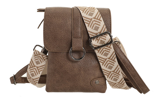 HARTFORD DARK CAMEL TELEFOON- EN SCHOUDERTASJE