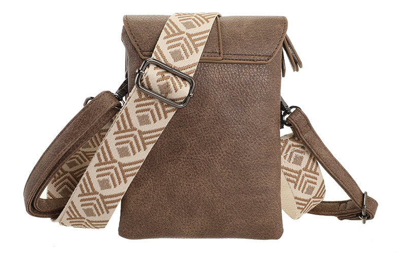 HARTFORD DARK CAMEL TELEFOON- EN SCHOUDERTASJE