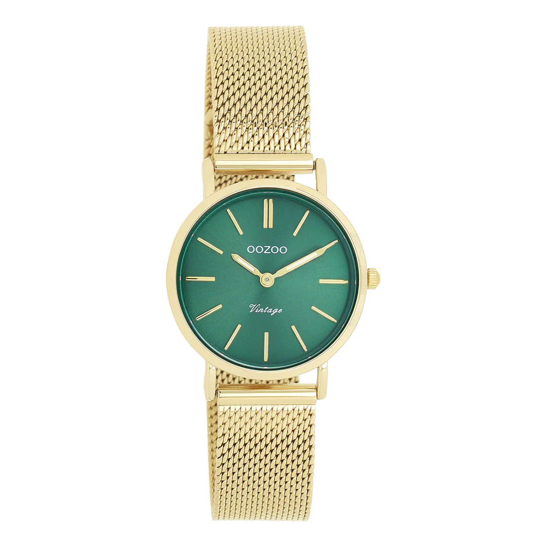 GOUDKLEURIGE OOZOO HORLOGE MET METALEN MESH ARMBAND - C20297