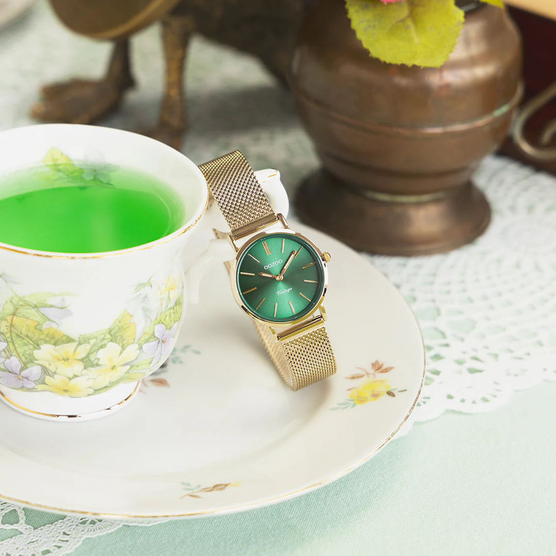 GOUDKLEURIGE OOZOO HORLOGE MET METALEN MESH ARMBAND - C20297