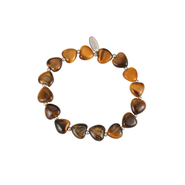 By Shir Armband Luxe Hartjes Tijgeroog Zilver Natuurlijke Glans Voor Dagelijks Gebruik En Speciale Gelegenheden