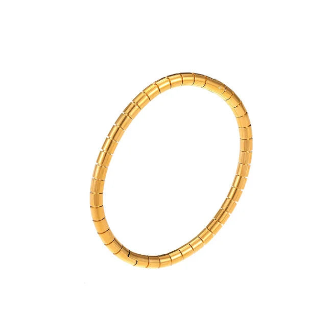 By Shir Armband Luxe Bangle Slang Verguld Edelstaal Met Glanzende Afwerking Voor Een Chique Moderne Uitstraling