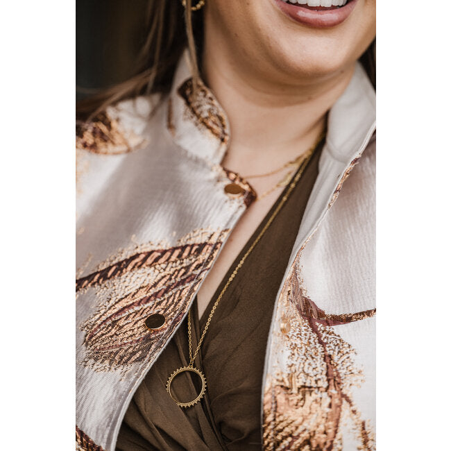 By Shir Ketting Bohemian Rond Goud Roestvrij Staal Met Verstelbare Lengte 55 Tot 60 Cm