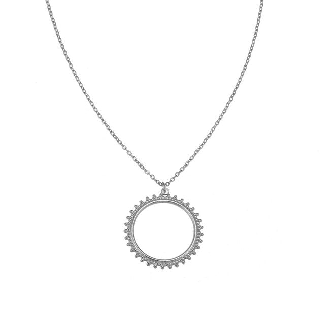 By Shir Ketting Bohemian Rond Zilver Roestvrij Staal Met Verstelbare Lengte 55 Tot 60 Cm