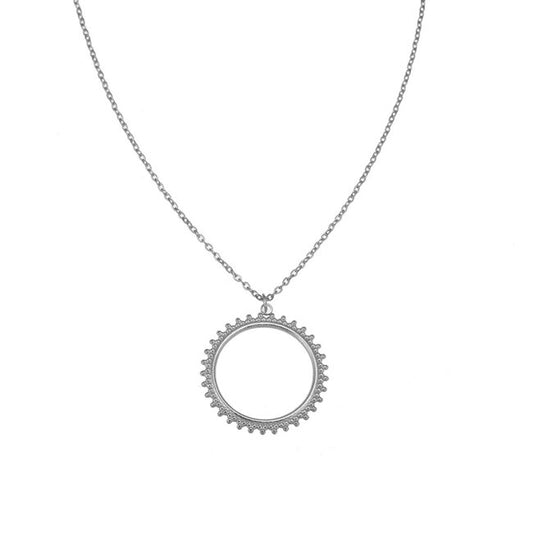 By Shir Ketting Bohemian Rond Zilver Roestvrij Staal Met Verstelbare Lengte 55 Tot 60 Cm