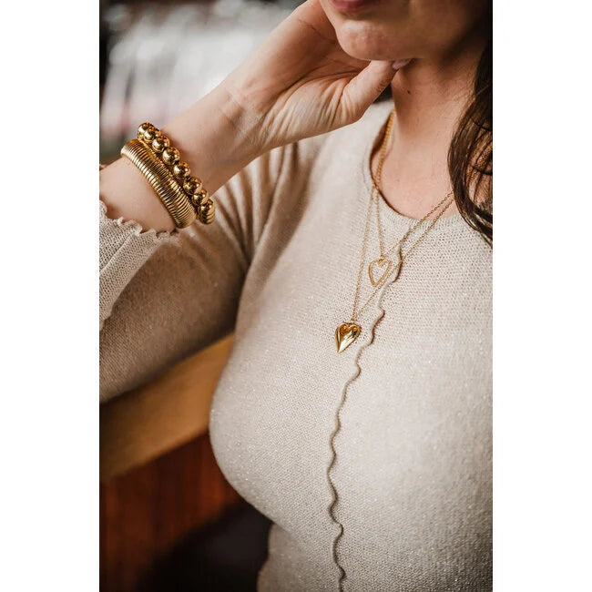 By Shir Ketting Met Open Hart Bedel Van Edelstaal Zilver Geen Verkleuring Lengte 51 Cm Met 5 Cm Verlenging