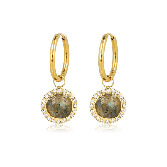 MY BENDEL LABRADORITE OORBELLEN – MYSTIEK IN GOUD