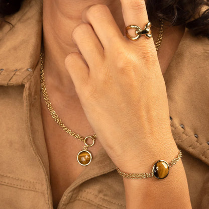 MY BENDEL TIGER EYE DUBBELE ARMBAND -