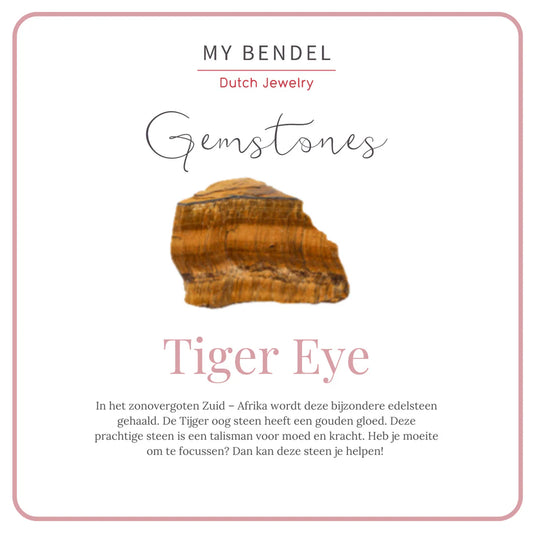 My Bendel Oorbellen Met Tiger Eye Hanger Goud Kleur Roestvrij Staal Nikkelvrij 38 Mm Lengte