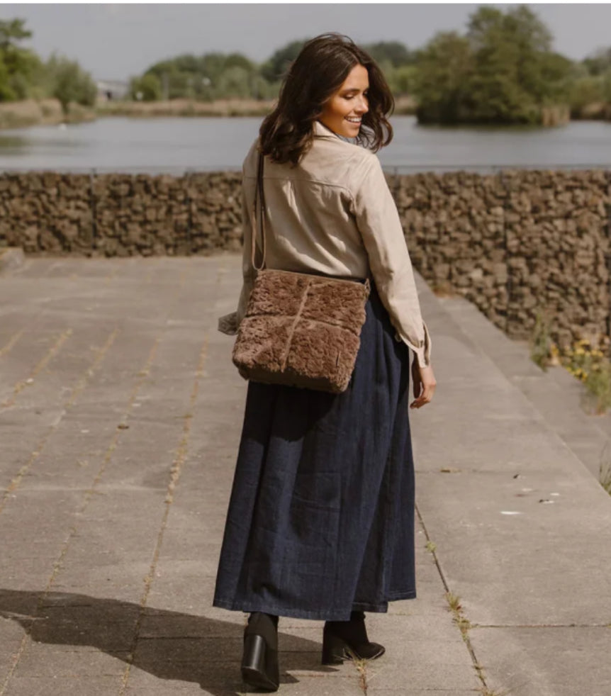 Fay Crossbody Tas Zwart Taupe Nylon En Polyester 27x11x27 Cm Met Verstelbare Schouderriem