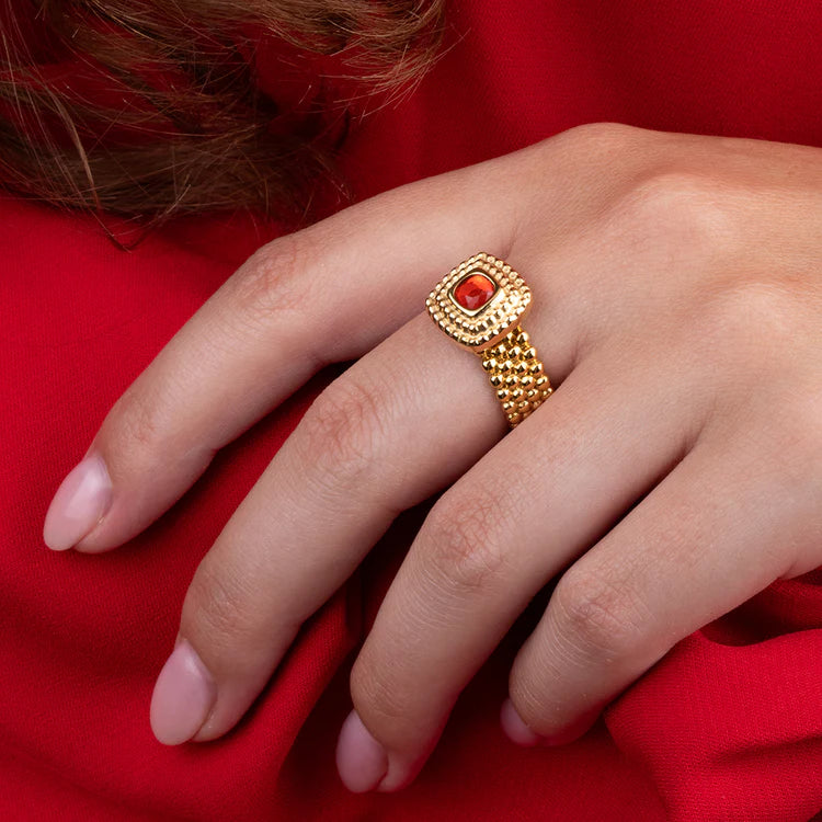 Melano Vivid Maze Steentje copper orange zilver