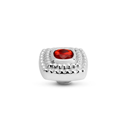 Melano Vivid Maze Steentje Vierkante Vorm Met Dubbele Rij Bolletjes Koper Oranje En Zilver 10 Mm Diameter