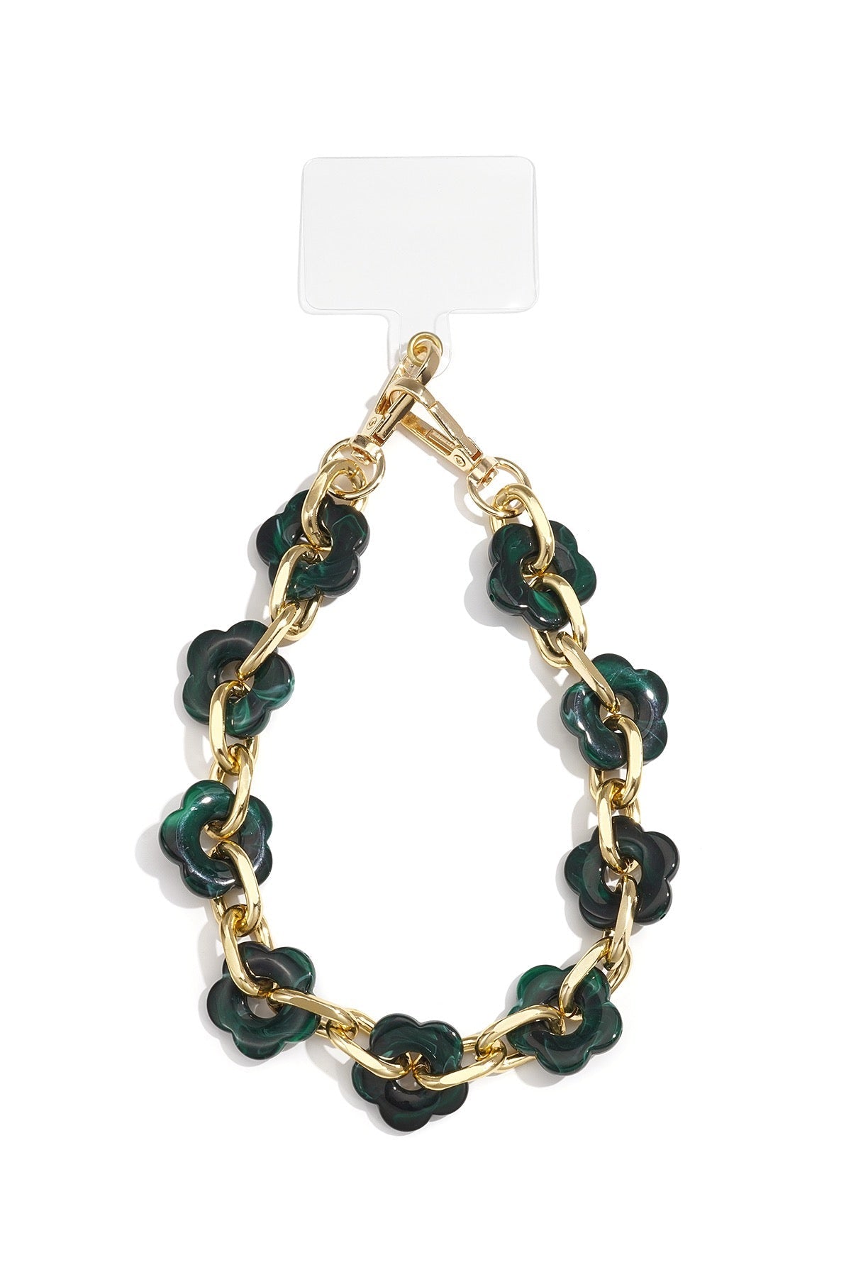 Acryl Telefoonkoord Met Bloemen Donkergroen Lang 34 Cm Trendy Accessoire Voor Telefoon - Sannes Sieraden