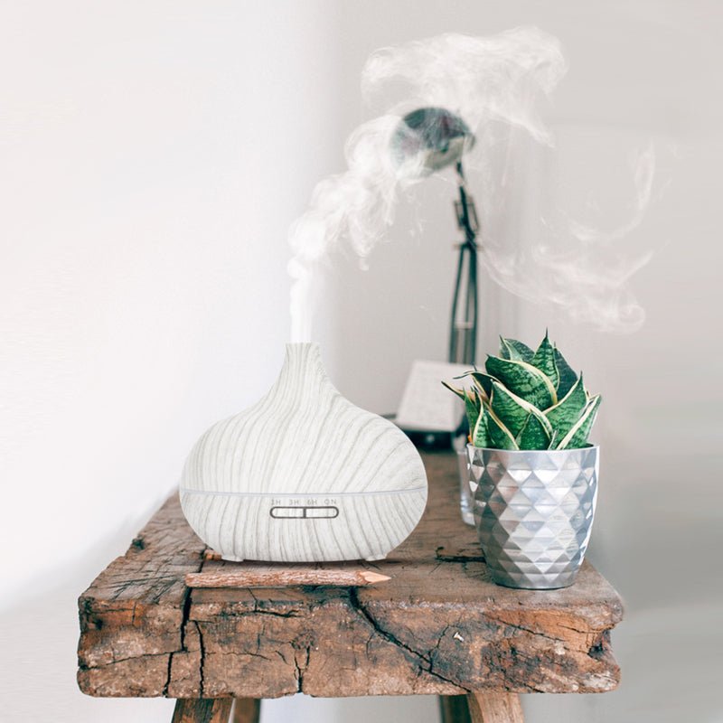 Aroma Diffuser Essential White Wood - Geurverspreider & Luchtbevochtiger Met LED - Sannes Sieraden