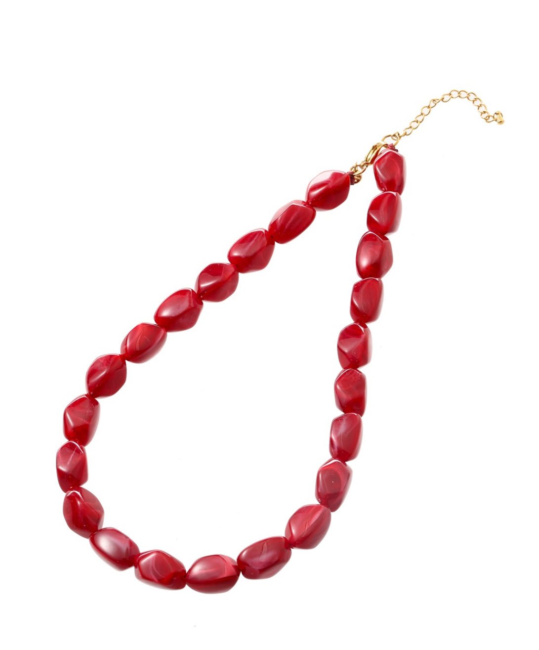 Big Shape Stones Ketting 14K Goud met Bordeauxrode Stenen - Luxe Bedelketting - Sannes Sieraden