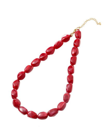 Big Shape Stones Ketting 14K Goud met Bordeauxrode Stenen - Luxe Bedelketting - Sannes Sieraden