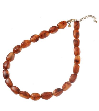Big Shape Stones Ketting 14K Goud met Bruine Stenen - Luxe Bedelketting - Sannes Sieraden