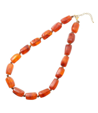 Big Square Stones Necklace - 14K + Cognac - Sannes Sieraden