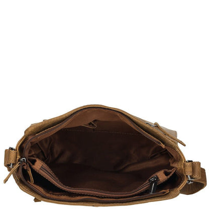 Genua Leren Schoudertas – Camel - Sannes Sieraden